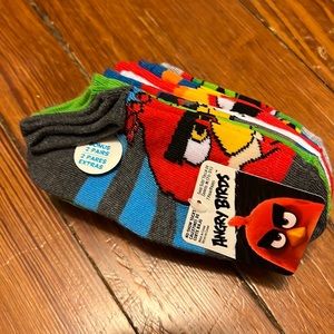 Boys No-Show Socks New Size Medium Angry Birds 7 Pairs